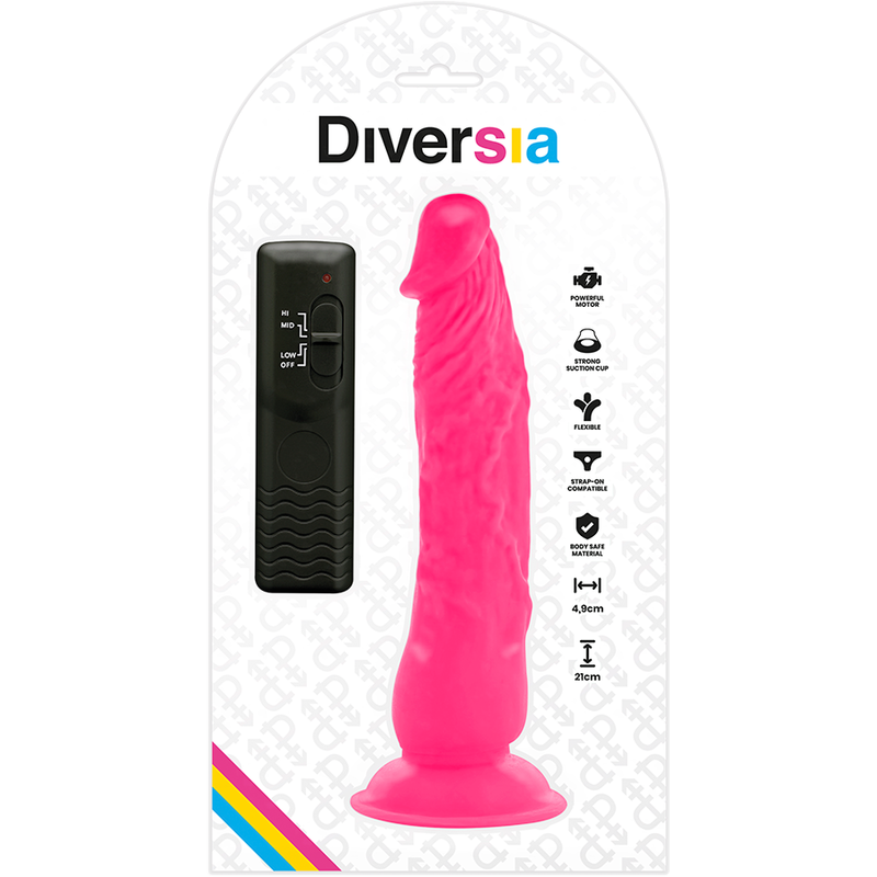 Diversia Flexible Vibrating Dildo Rosa 21 cm