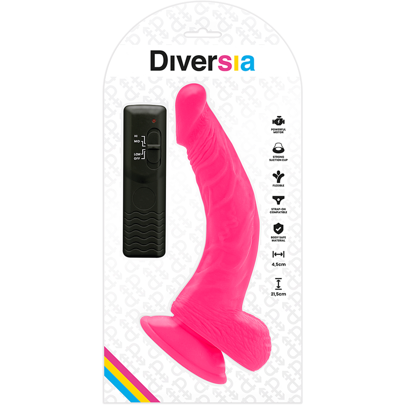 Diversia Flexible Vibrating Dildo Rosa 21.5 cm