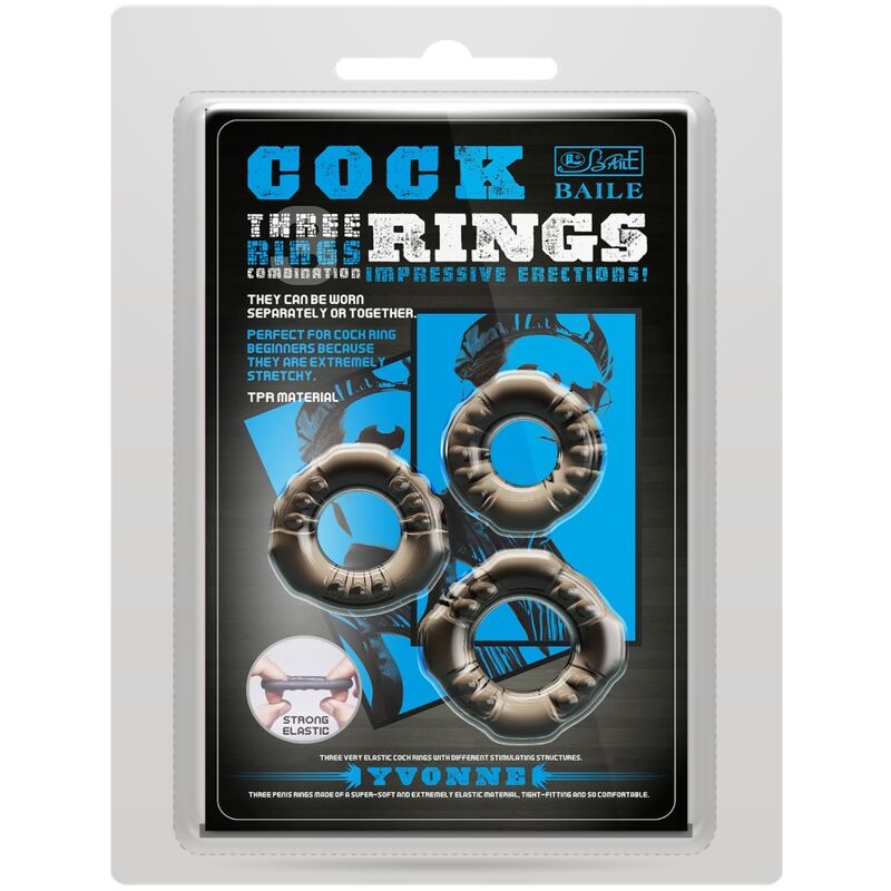 BAILE Cock Rings Yvonne Set 3 - Anillos Penianos