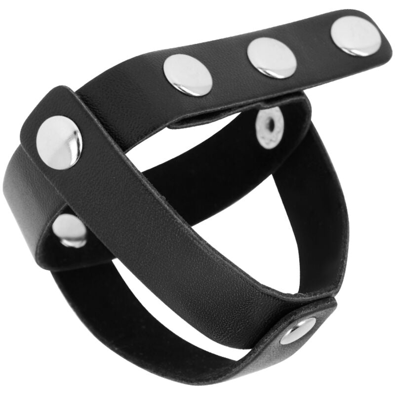 Ohmama Fetish Leather Ball Cage - Jaula de Cuero con Correa Divisoria