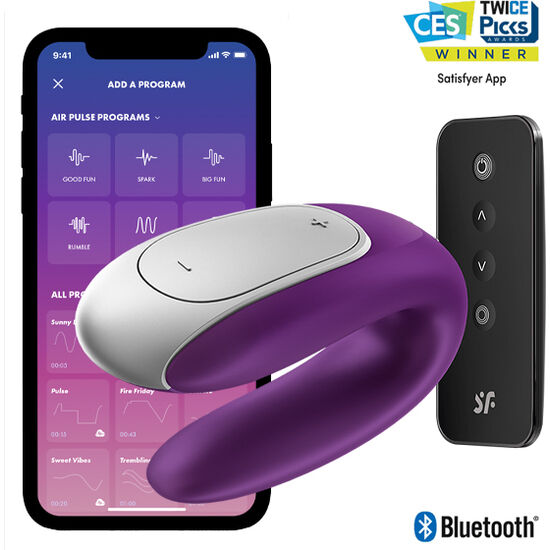 Satisfyer Double Fun Partner Vibrator Purple - Vibrador para Parejas con Control Remoto