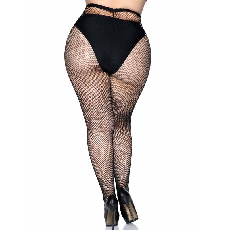 Leg Avenue Fishnet Pantyhose Plus Size - Medias de Red Negras