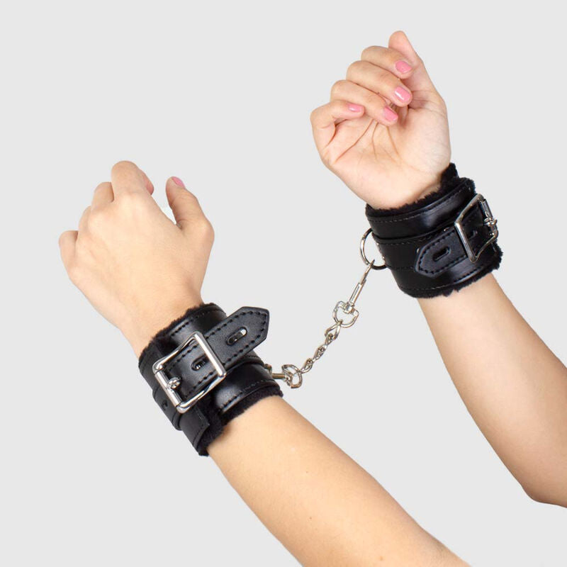 Secretplay Black Bondage Handcuffs - Esposas BDSM con Plumas