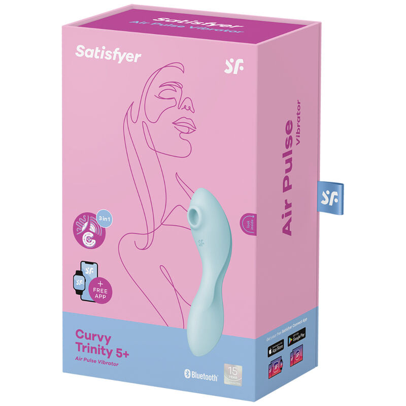 Satisfyer Curvy Trinity 5 - Estimulador de Aire Pulsante y Vibrador Inteligente Azul