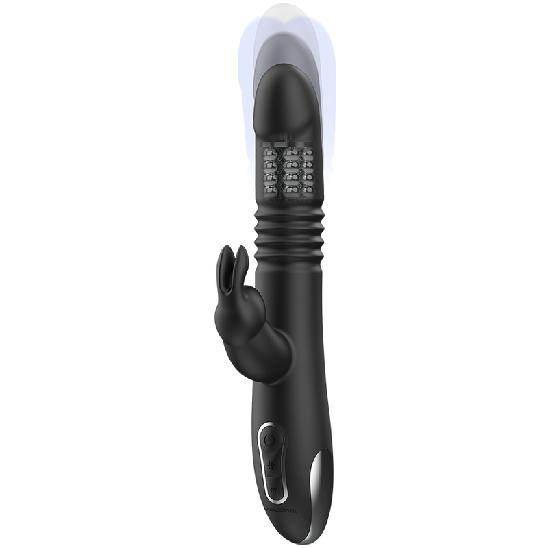 Black&Silver Kenji Up & Down Rabbit Vibrator con Control Remoto WatchMe