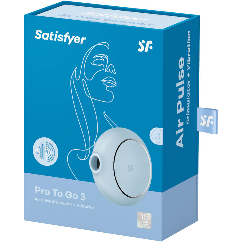 Satisfyer Pro To Go 3 - Estimulador de Doble Pulso de Aire y Vibrador Azul