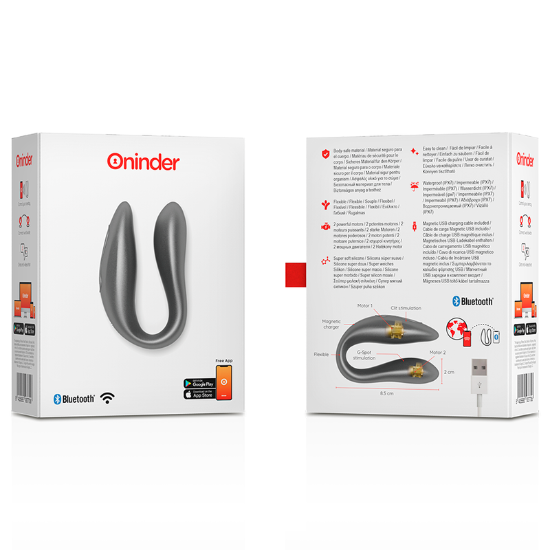 Oninder Lisboa Black - Estimulador Punto G y Clítoris con App Gratuita