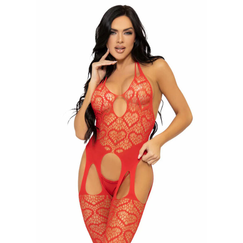 Leg Avenue Net Suspender Bodystocking - Bodystocking de Red Elástica Talla Única