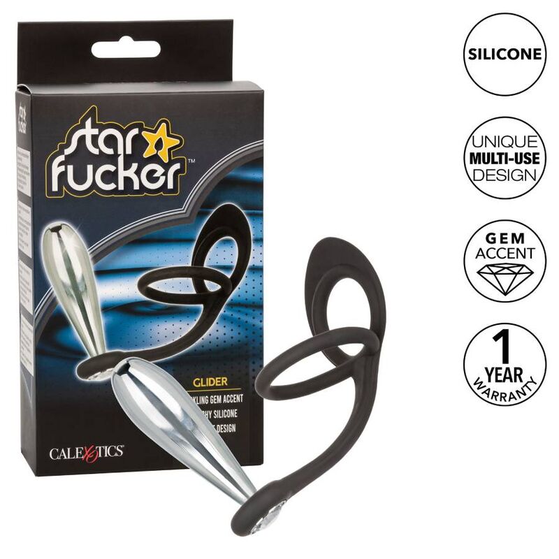 CalExotics Star Fucker Glider Plug - Potenciador Dual de Silicona y Metal