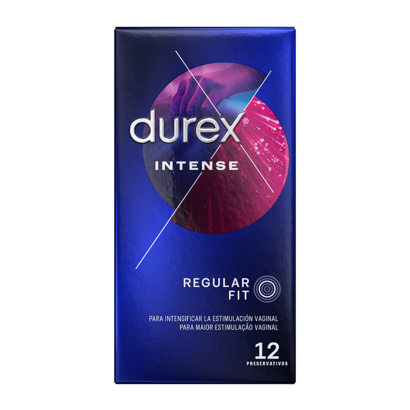 Durex Intense Orgasmic 12 Unidades - Preservativos con Puntos, Estrías y Gel Estimulante