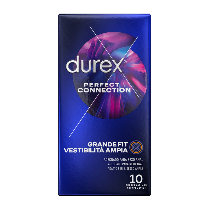 Durex Perfect Connection Silicona - 10 Preservativos Extra Lubricados Talla Grande