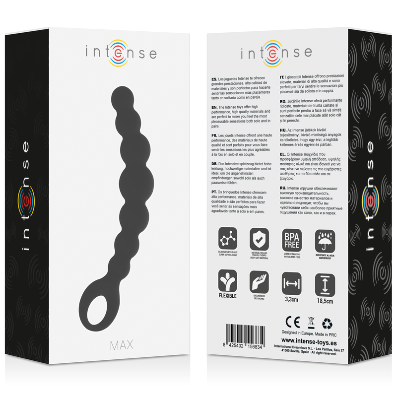 Intense Anal Beads Max Black - Bolas Anales de Silicona Médica