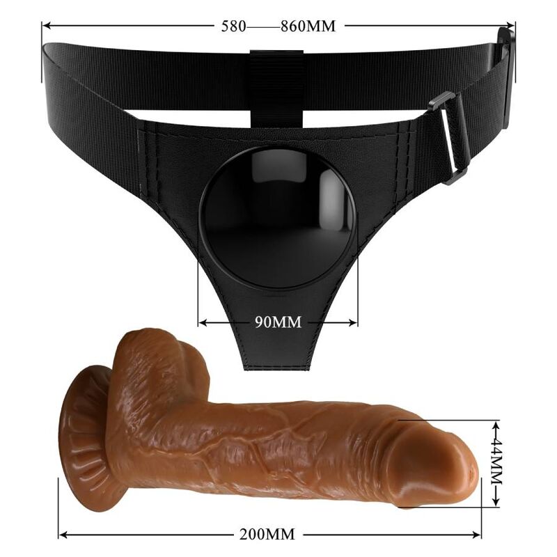 Pretty Love Harness Briefs Universal con Dildo Michael 20 cm Negro