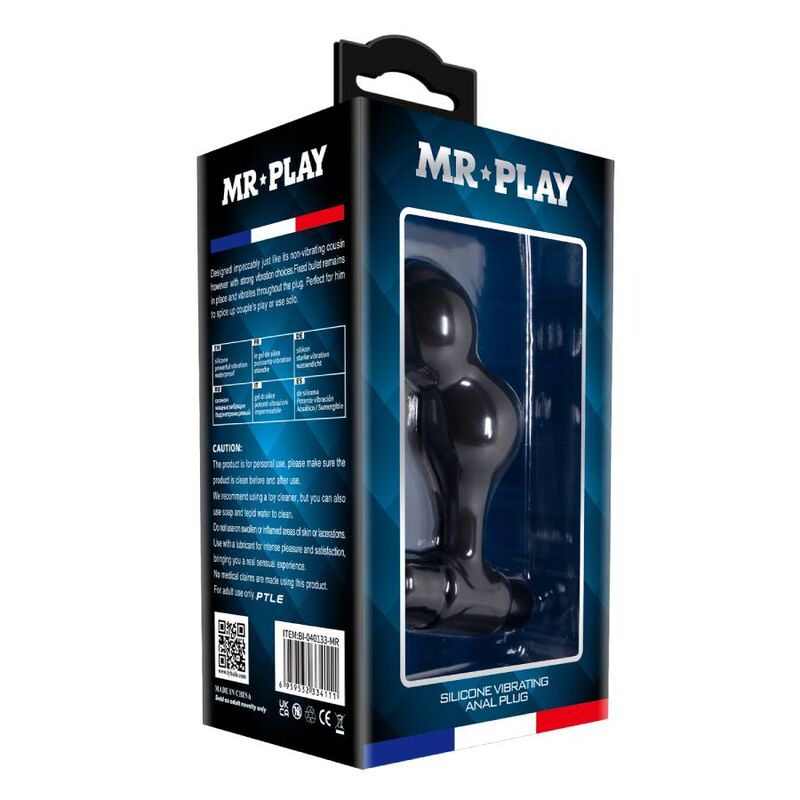 Mr Play Black Silicone Vibrator Anal Plug - 10 Modos de Vibración