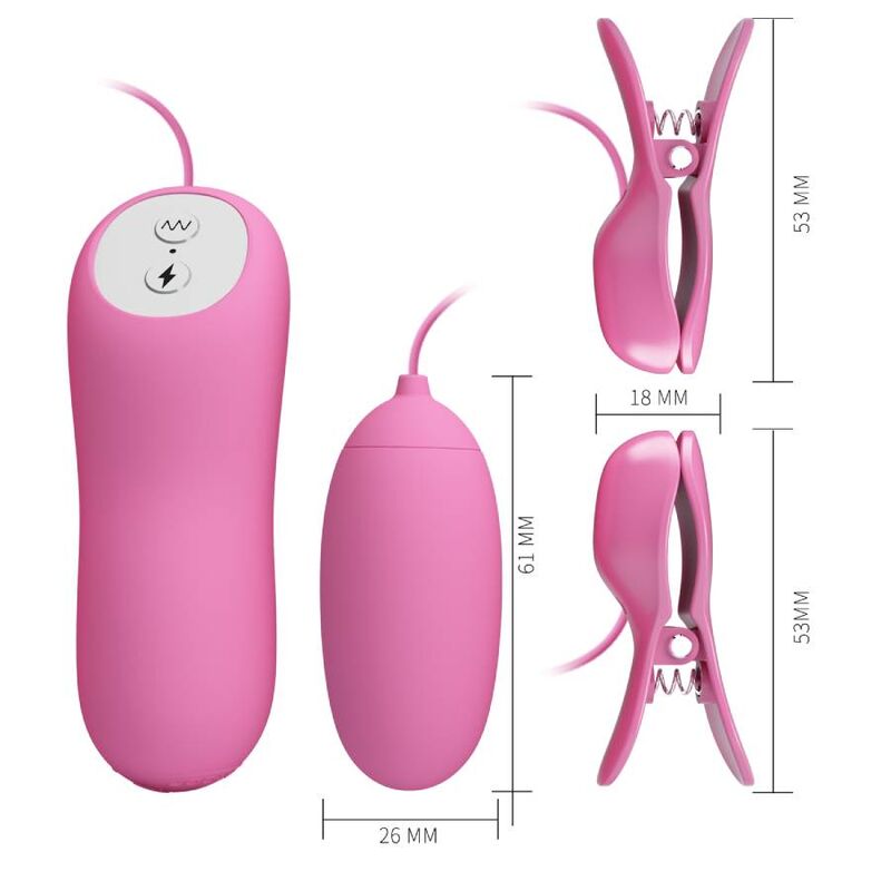 Pretty Love Pinzas Electroestimulación Rosa - Vibración y Electroshock