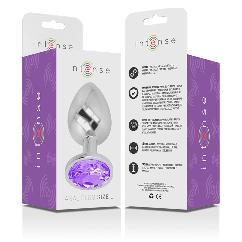 Plug Anal Metal Aluminio con Cristal Violeta Talla L - Intense