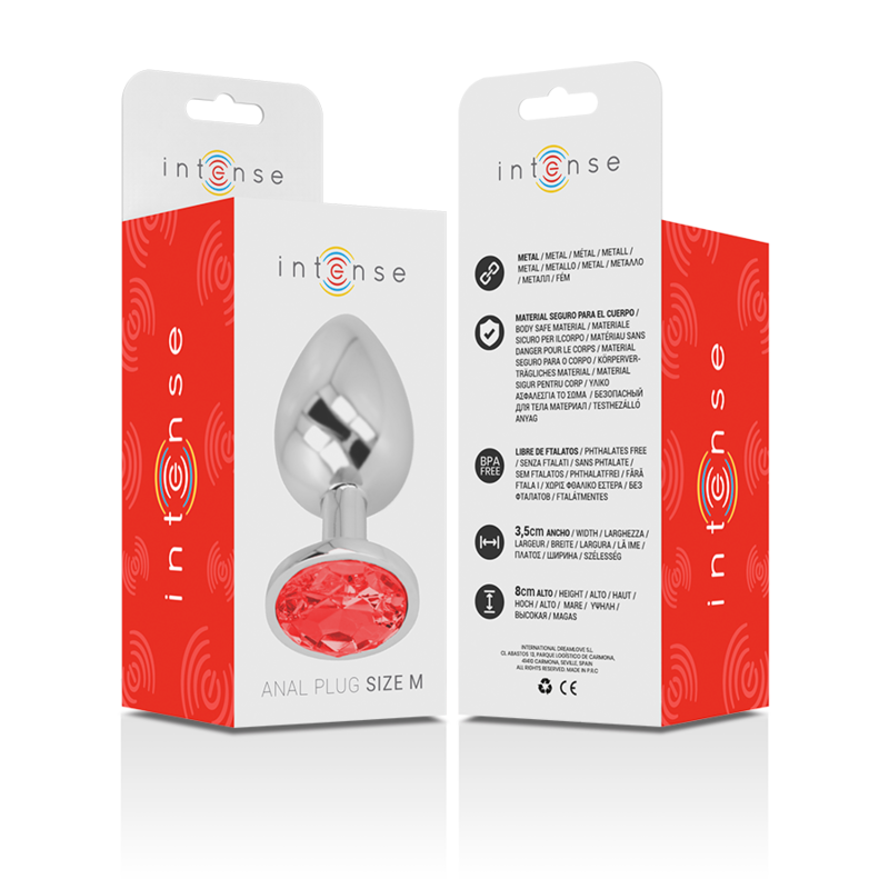 Intense Plug Anal Metal Aluminio con Cristal Rojo Talla M