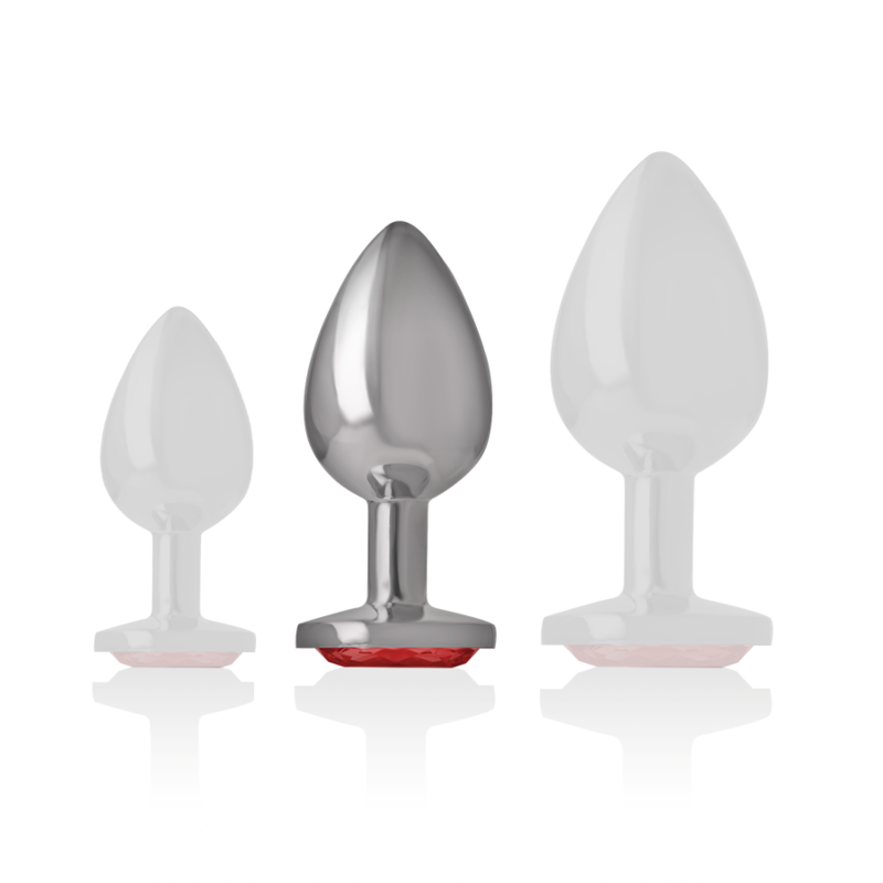 Intense Plug Anal Metal Aluminio con Cristal Rojo Talla M