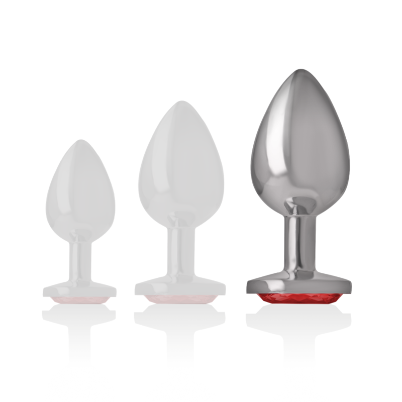 Intense Plug Anal Metal Aluminio Talla L con Cristal Rojo