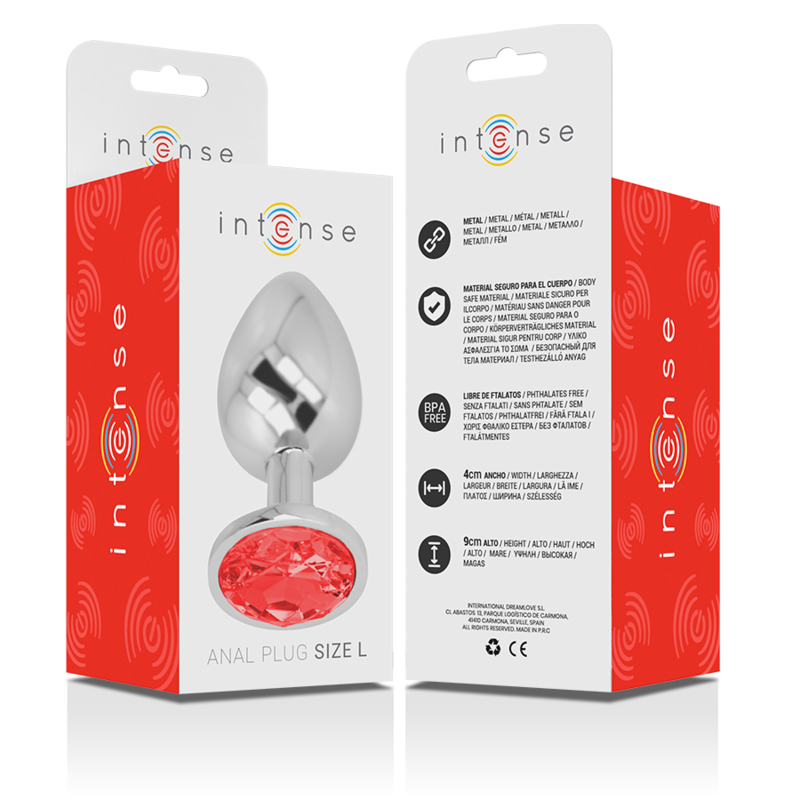 Intense Plug Anal Metal Aluminio Talla L con Cristal Rojo