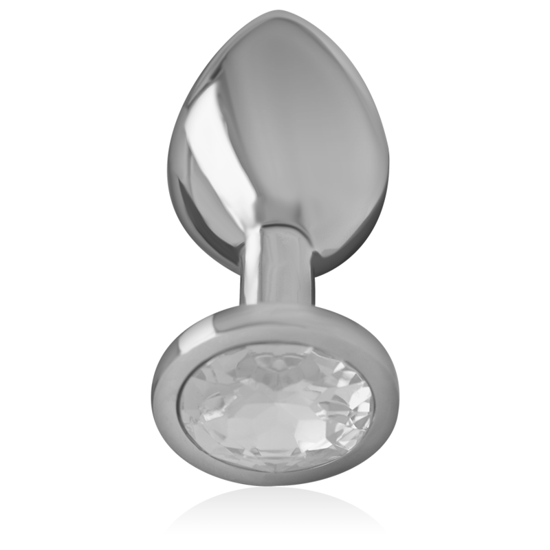 Plug Anal Metal Aluminio Talla L con Cristal Plateado - Intense