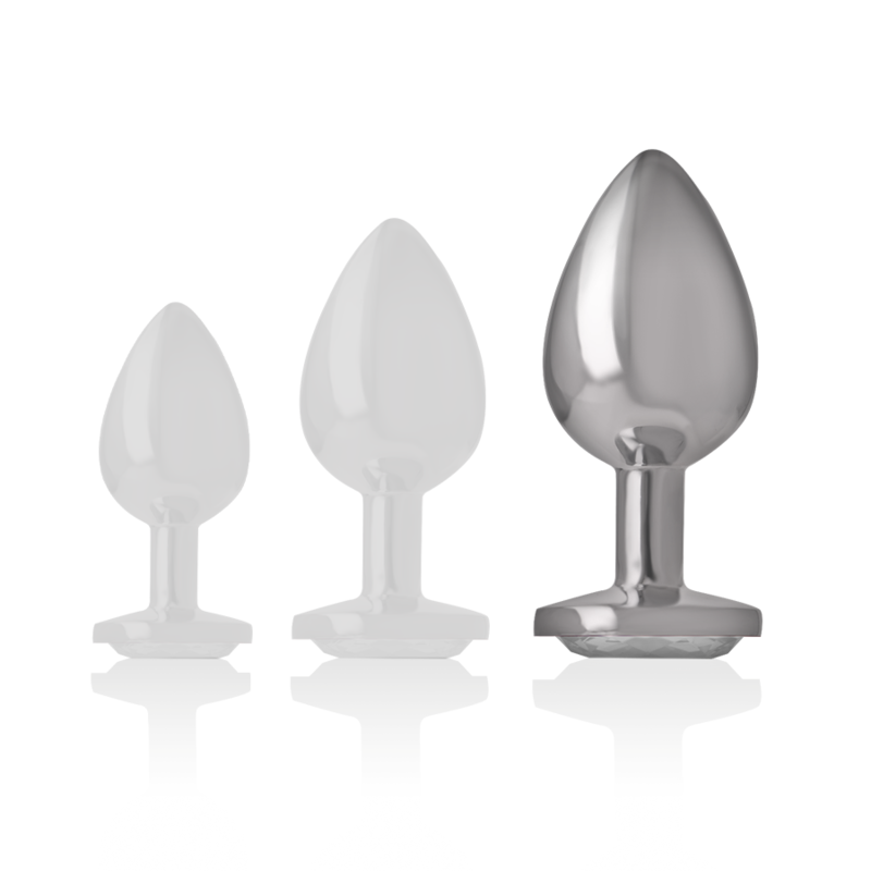 Plug Anal Metal Aluminio Talla L con Cristal Plateado - Intense