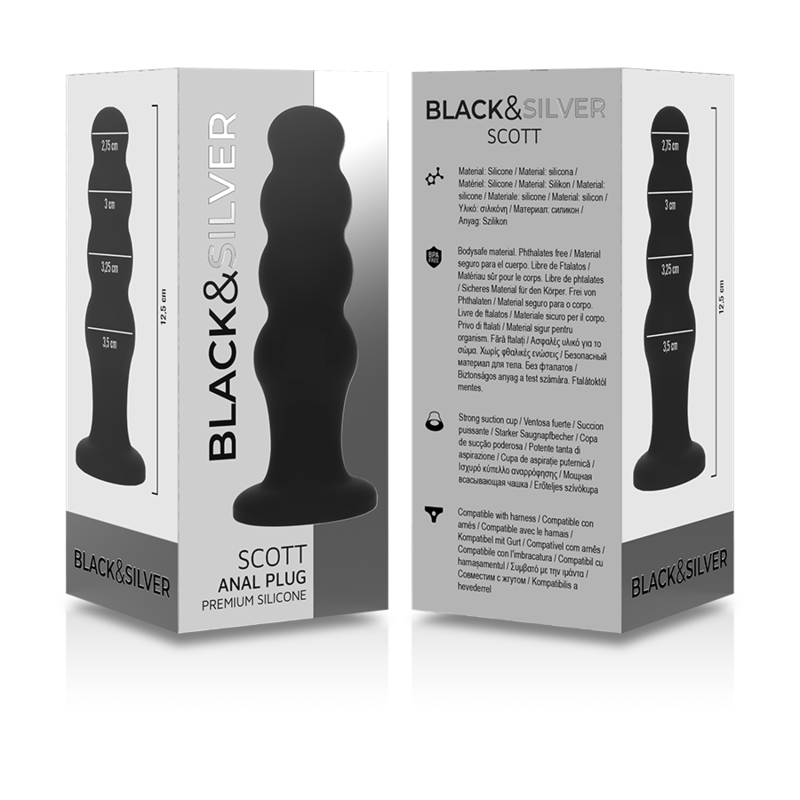BLACK&SILVER Scott Plug Anal Silicona Premium Negro - Diseño Ergonómico