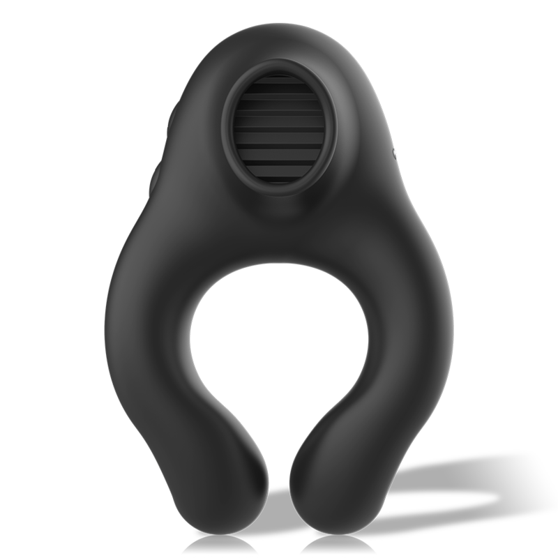 Anillo Vibrador de Silicona BLACK&SILVER - 3 Motores Recargable