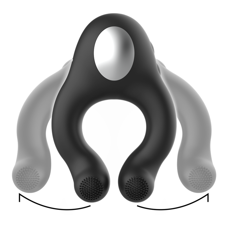 Anillo Vibrador de Silicona BLACK&SILVER - 3 Motores Recargable
