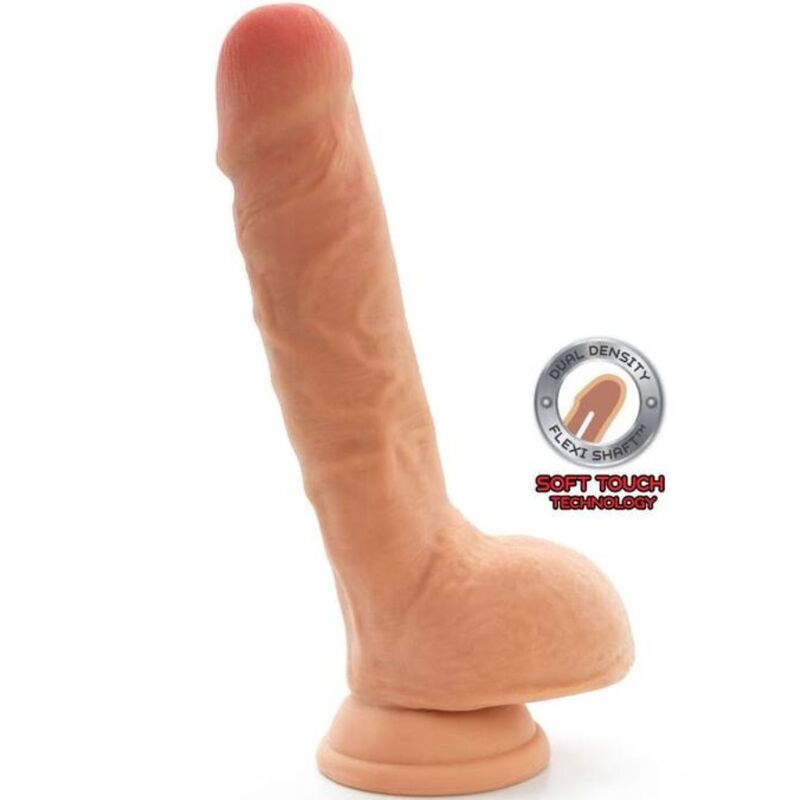Get Real Dual Density Dildo 25,5 cm con Bolas - Textura Skin