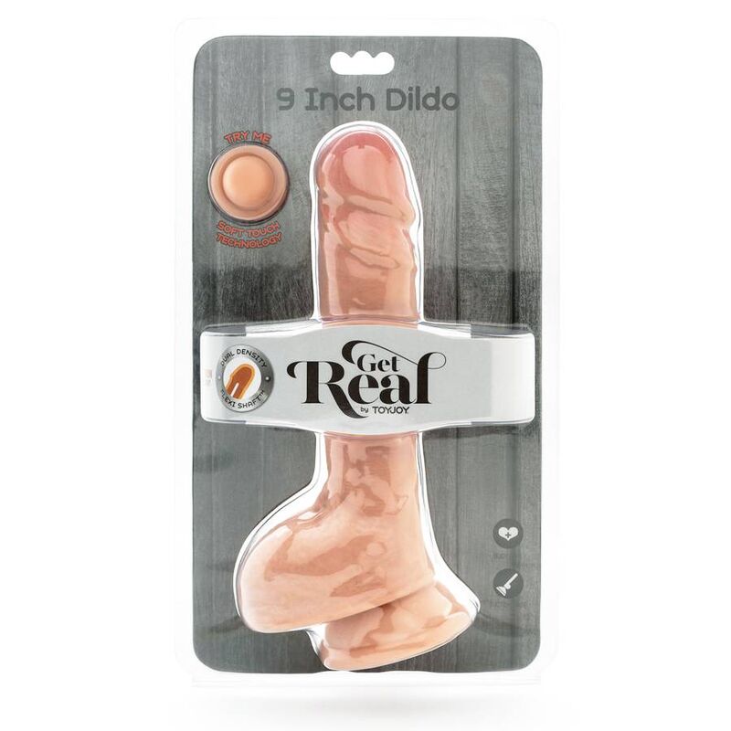 Get Real Dual Density Dildo 25,5 cm con Bolas - Textura Skin