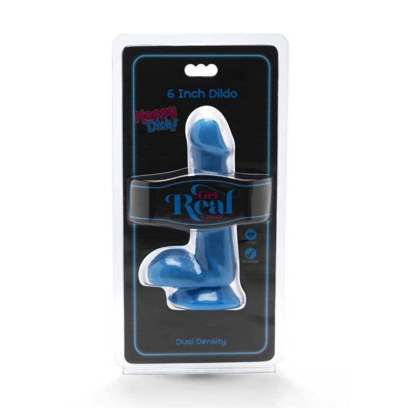 Get Real Happy Dicks Dildo 12 cm con Bolas Azul