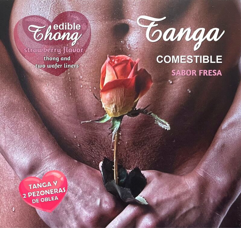 HOTFLOWERS Men's Thong+ con 2 Accesorios Strawberry Wafer Nipple