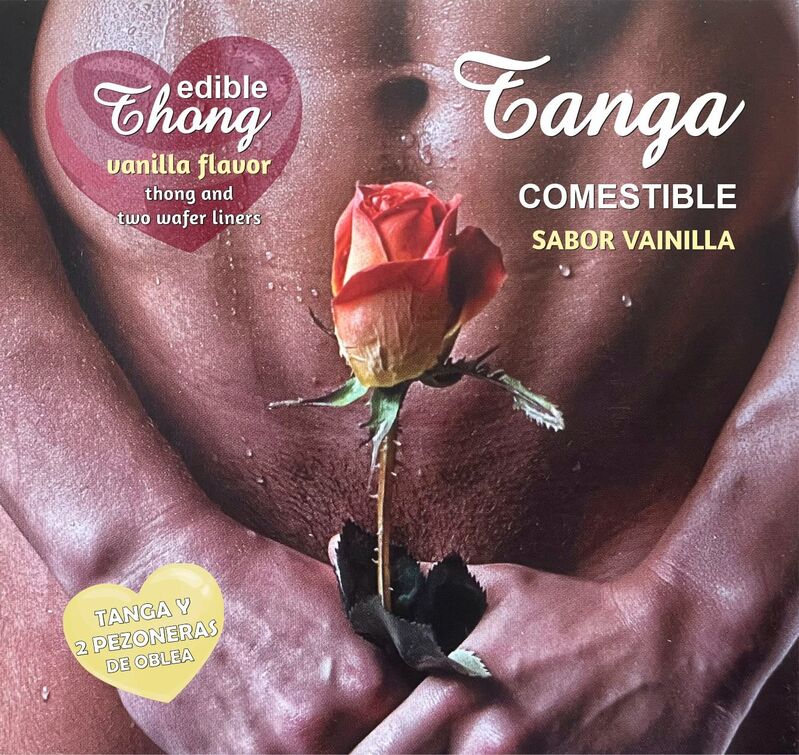 HOTFLOWERS Men's Thong + 2 Vanilla Wafer Nipple Covers