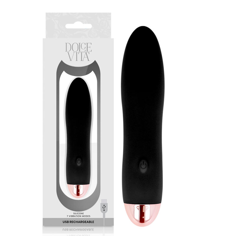 Dolce Vita Rechargeable Vibrator Four Black - 7 Velocidades