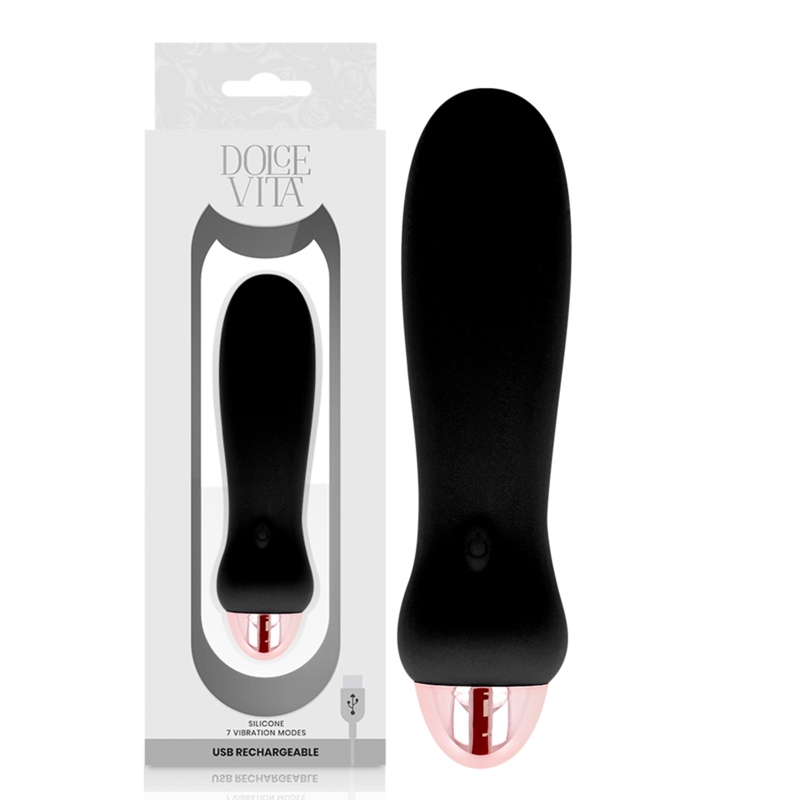 Dolce Vita Rechargeable Vibrator Five Black - 7 Velocidades