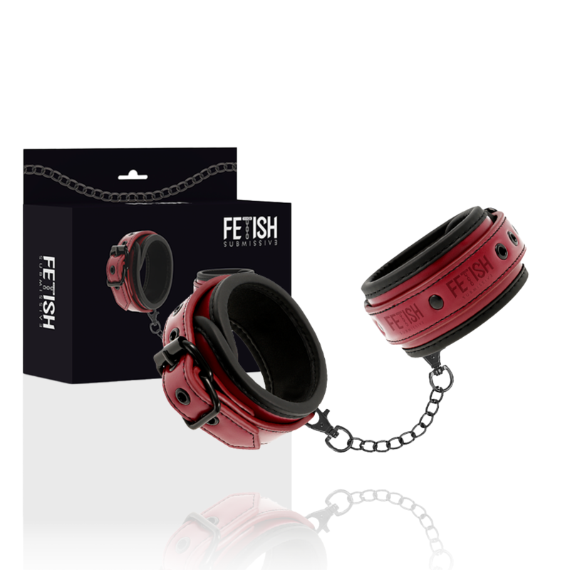 Esposas de Cuero Vegano con Forro de Neopreno - Fetish Submissive Dark Room