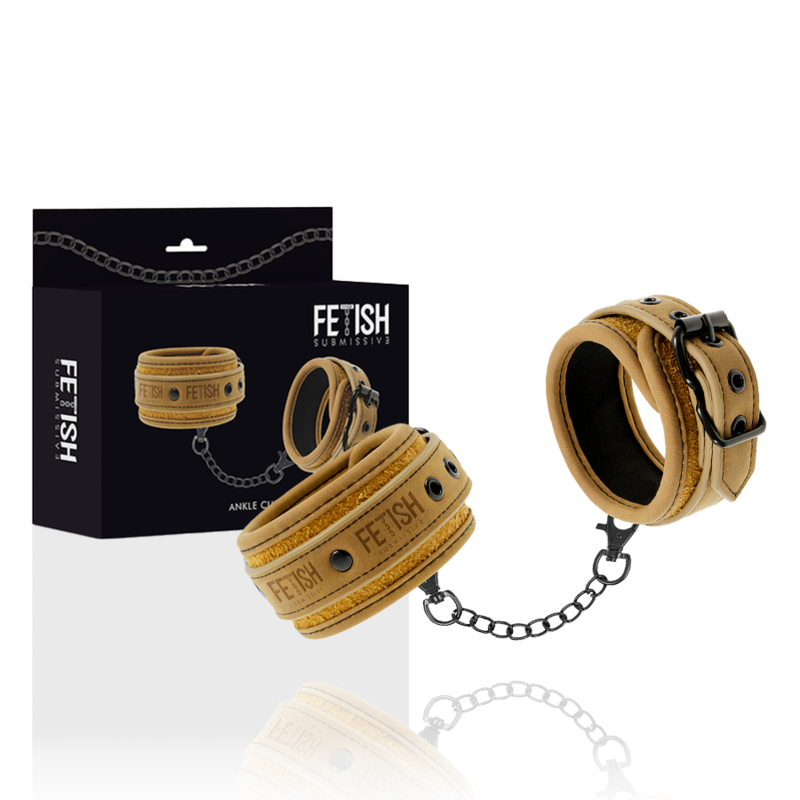 Fetish Submissive Origin - Tobilleras de Cuero Vegano con Forro de Neopreno