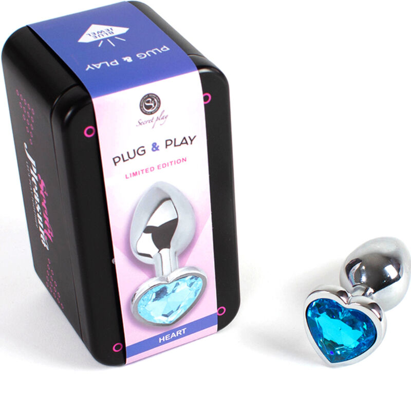 Secretplay Metal Butt Plug Corazón Azul Talla S - 7 cm