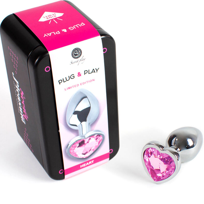 Secretplay Metal Butt Plug Corazón Fucsia Tamaño Pequeño 7 cm