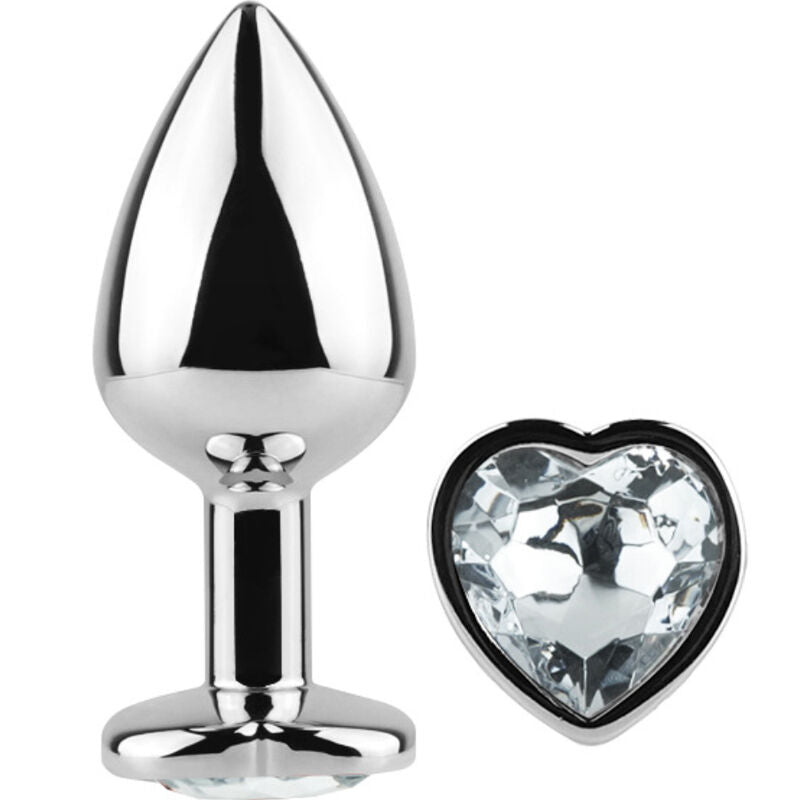 Secretplay Metal Butt Plug Corazón Cristal Transparente Pequeño 7 cm