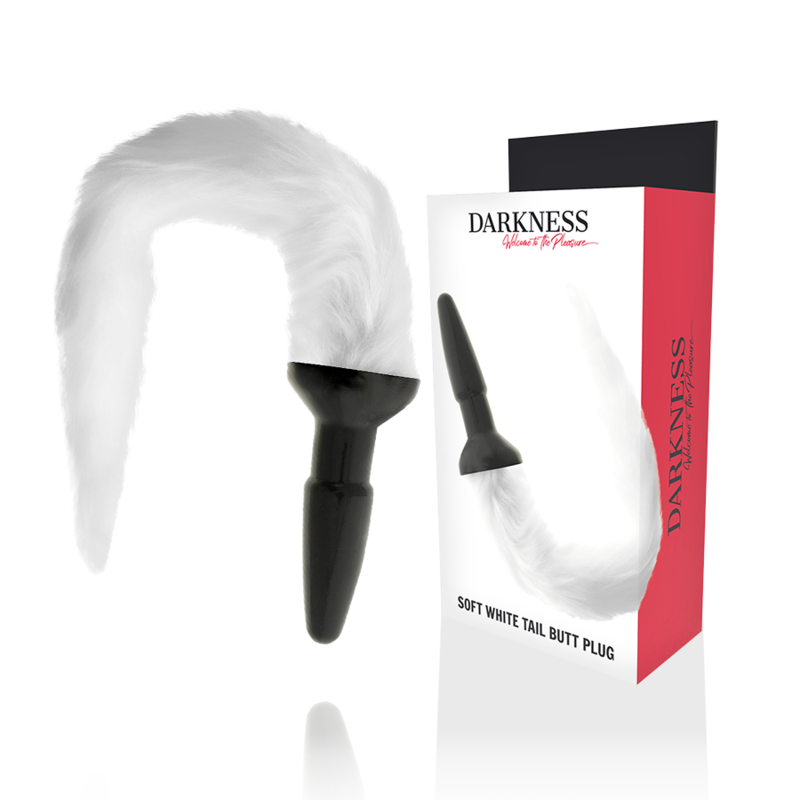 Darkness Silicone Anal Plug White Tail - Plug Anal de Silicona con Cola Blanca