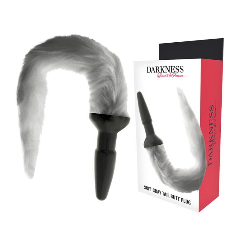 Darkness Silicone Anal Plug with Gray Tail - Estimulación Anal de Calidad