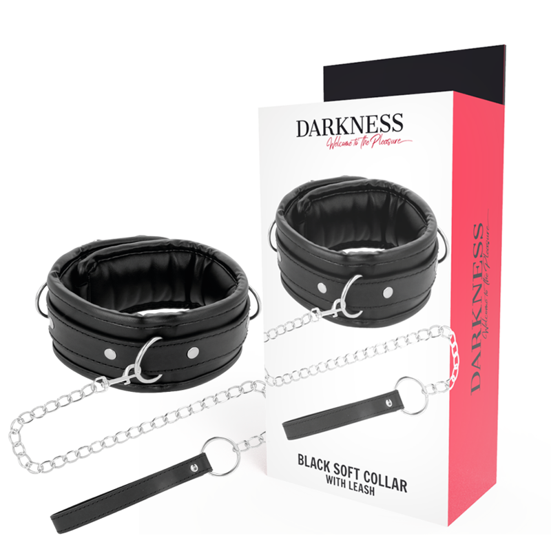 Collar Bondage Darkness Cuero Suave con Cadena