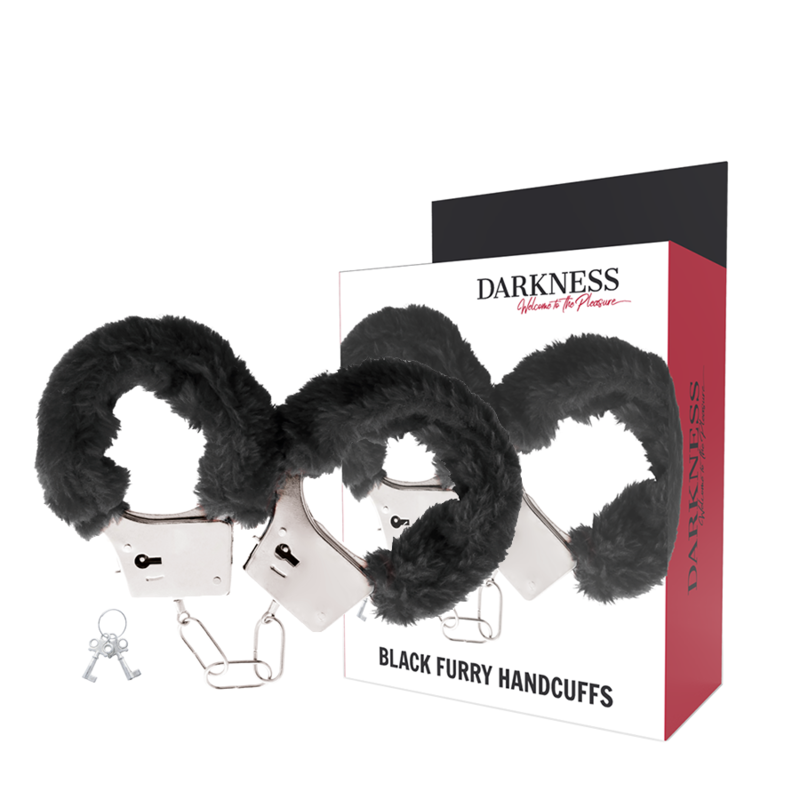 Darkness Black Lined Metal Handcuffs - Esposas de Bondage