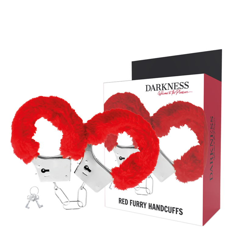 Darkness Red Lined Metal Handcuffs - Esposas de Bondage Profesionales