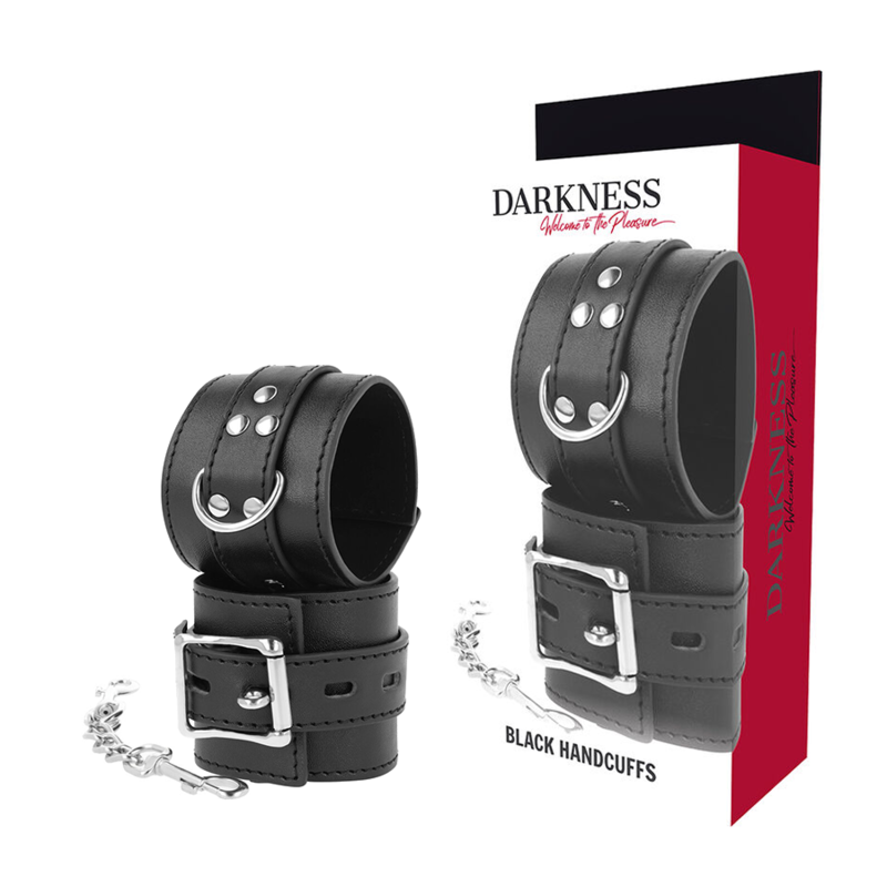 Darkness Black Leather Handcuffs - Esposas de Cuero Negro