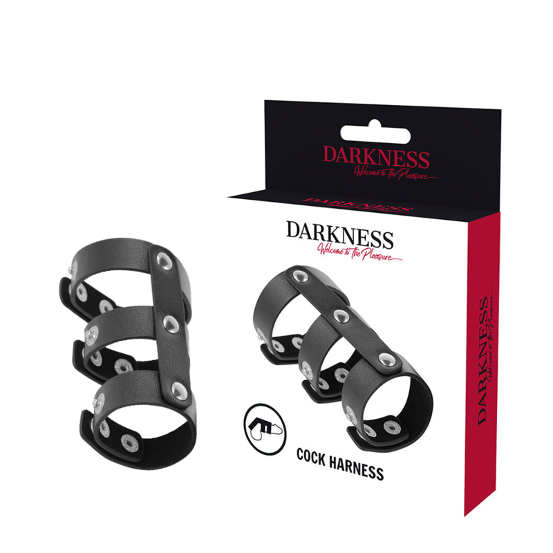 Darkness Adjustable Leather Double Penis and Testicle Ring