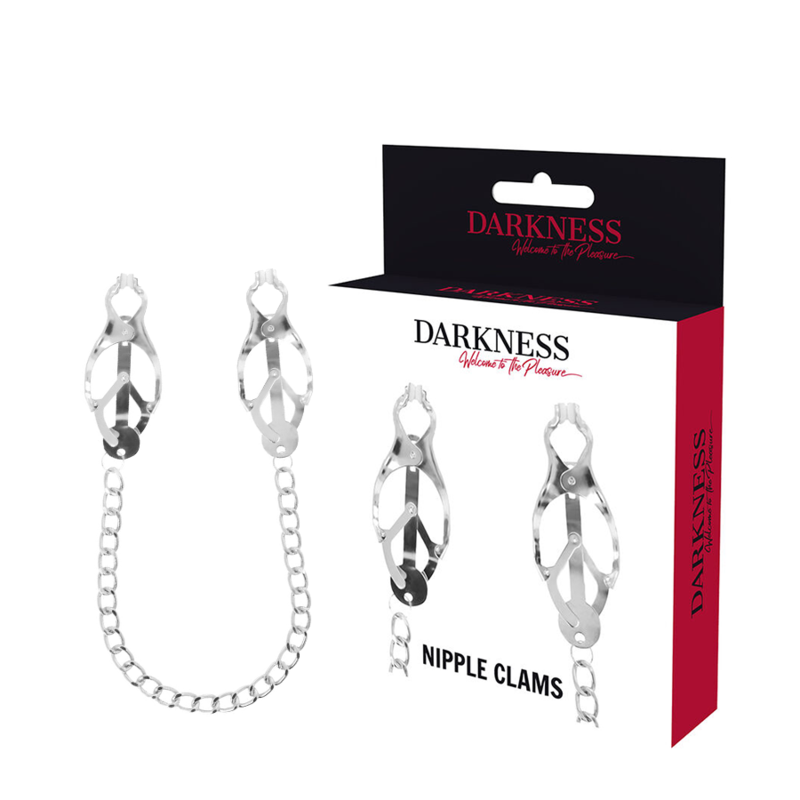 Darkness Metal Nipple Clamp with Chain - Pinzas para Pezones con Collar