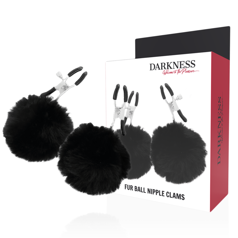Darkness Pinzas para Pezones con Pompones Negro - Regulables y Cómodas